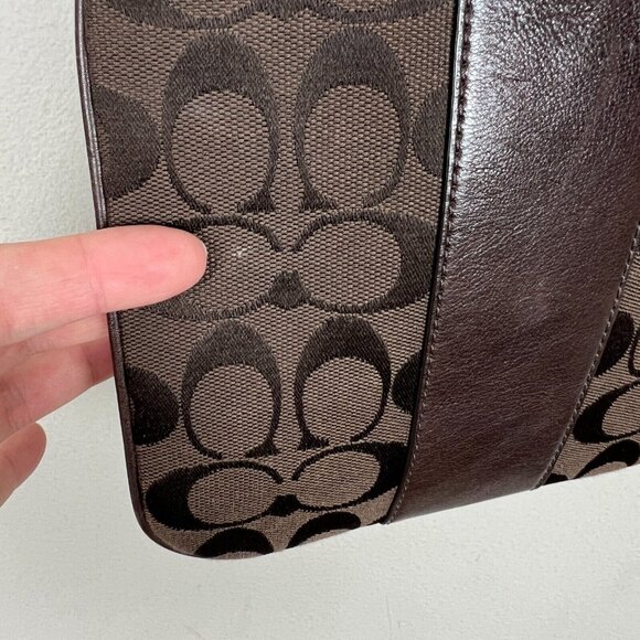 Coach Crossbody Bag Brown Sutton Swing Signature Fabric Vertical Hang Small - Picture 4 of 16